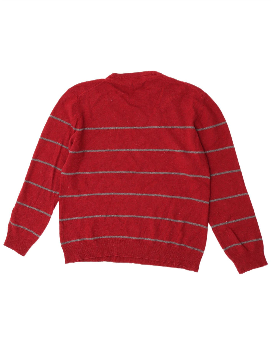 Gant Herren-Pullover mit Rundhalsausschnitt, XL, rot gestreifte Lammwolle