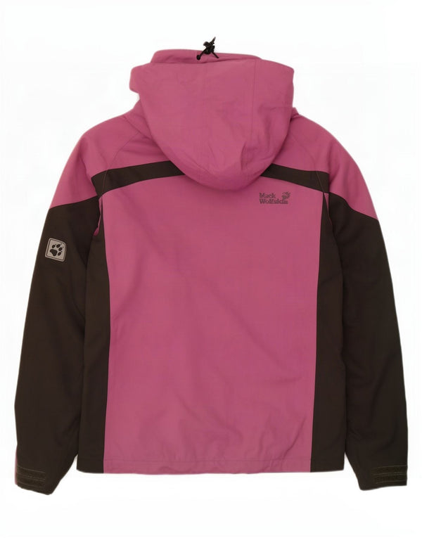 Jack Wolfskin Damen Regenjacke mit Kapuze UK 10 Small Lila Farbblock