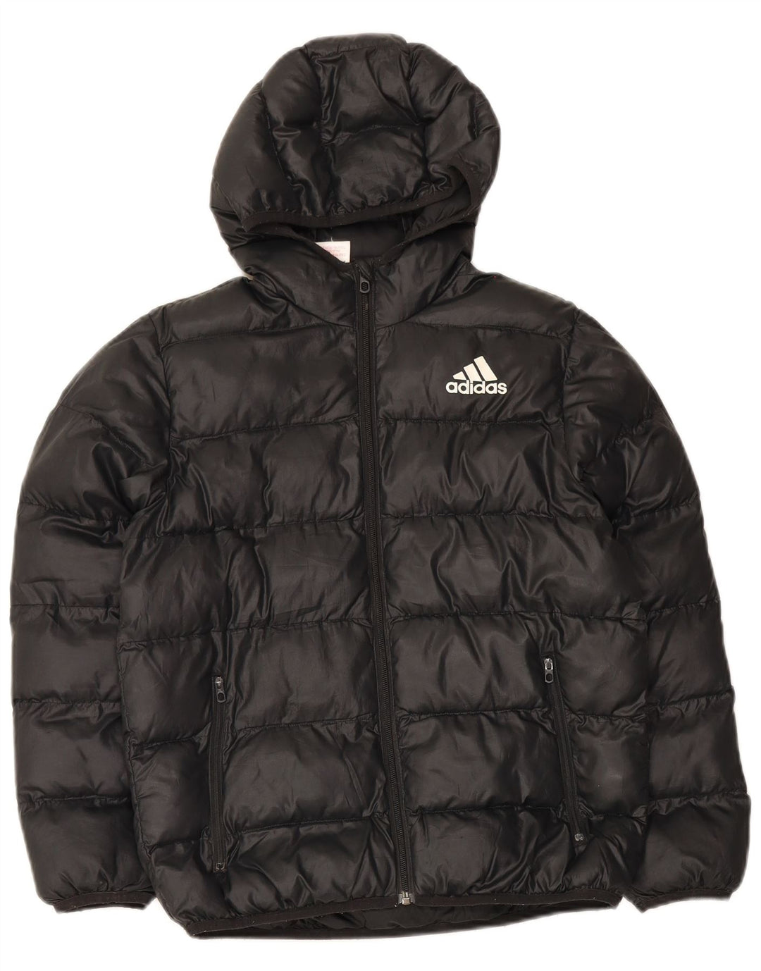 Adidas wattierte Jacke mit Kapuze für Jungen, 11–12 Jahre, schwarzes Polyester