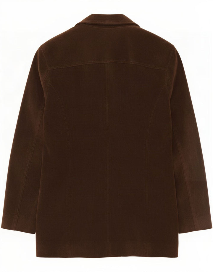 Hyde Damen 4-Knopf-Wildleder-Blazerjacke UK 12 Mittelbraunes Leder
