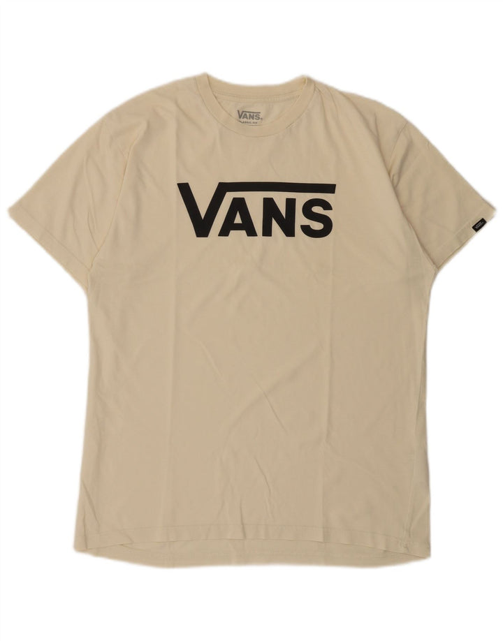 Vans Herren-T-Shirt mit klassischer Passform, mittelgroß, cremefarbene Baumwolle