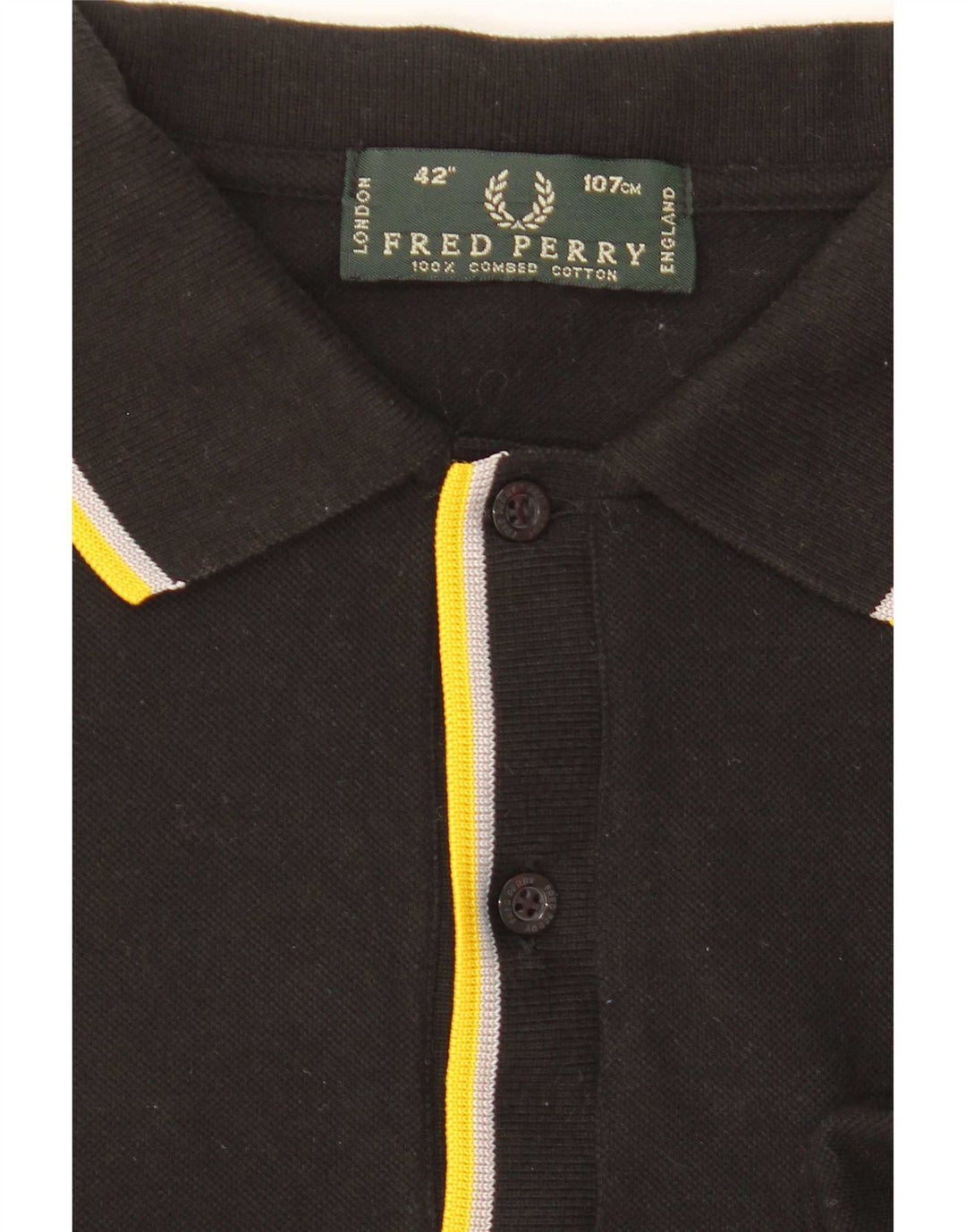 Fred Perry Herren-Poloshirt, mittelschwarz, gestreift, Baumwolle