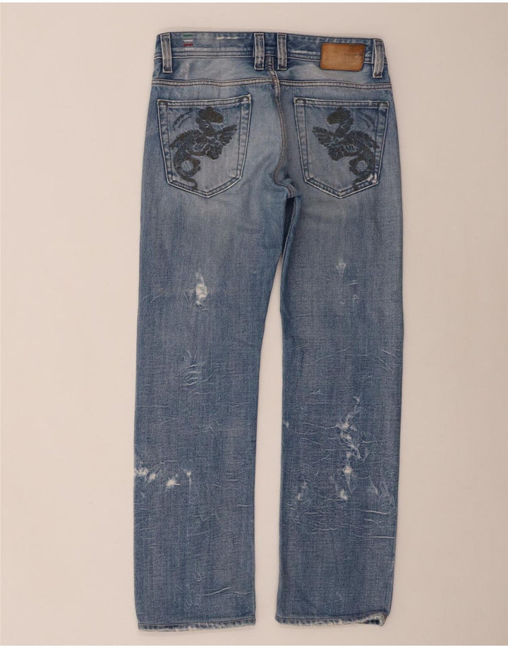 Diesel Damen Viker Distressed Straight Jeans W28 L29 Blaue Baumwolle