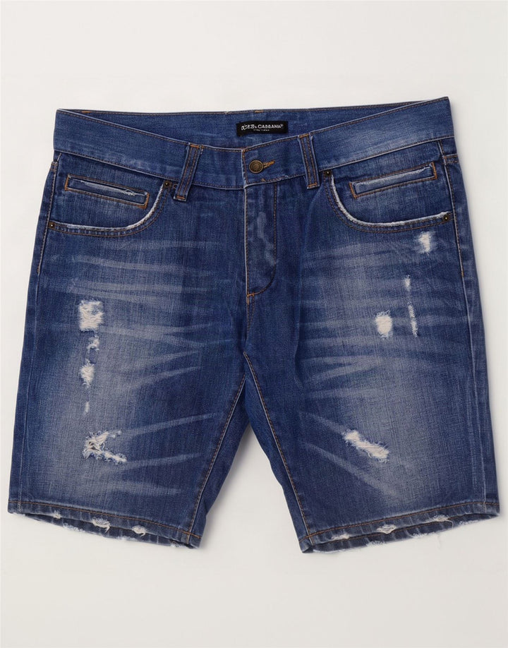 Dolce & Gabbana Herren Distressed Denim Shorts IT 50 Large W36 Blaue Baumwolle
