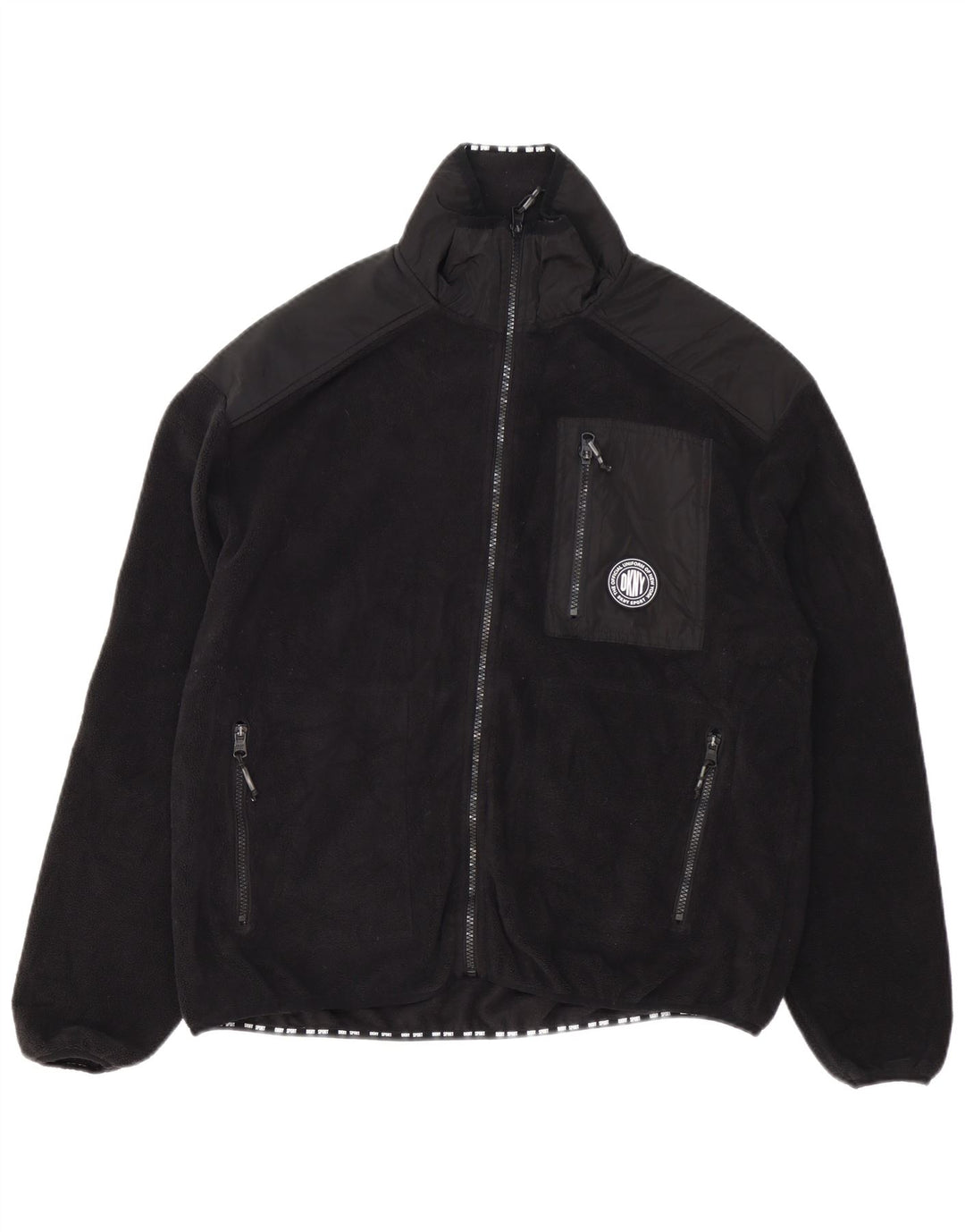 DKNY Herren Fleecejacke UK 38 Medium Schwarz Polyester