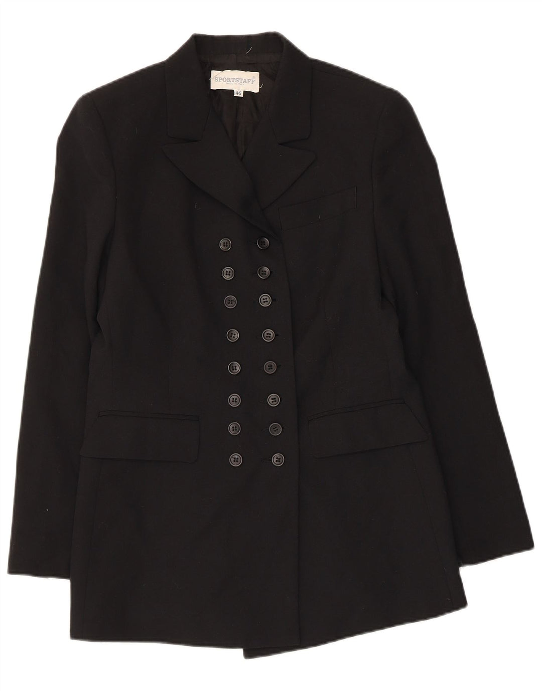 SPORTSTAFF Damen Zweireiher-Blazerjacke IT 46 Large Schwarz