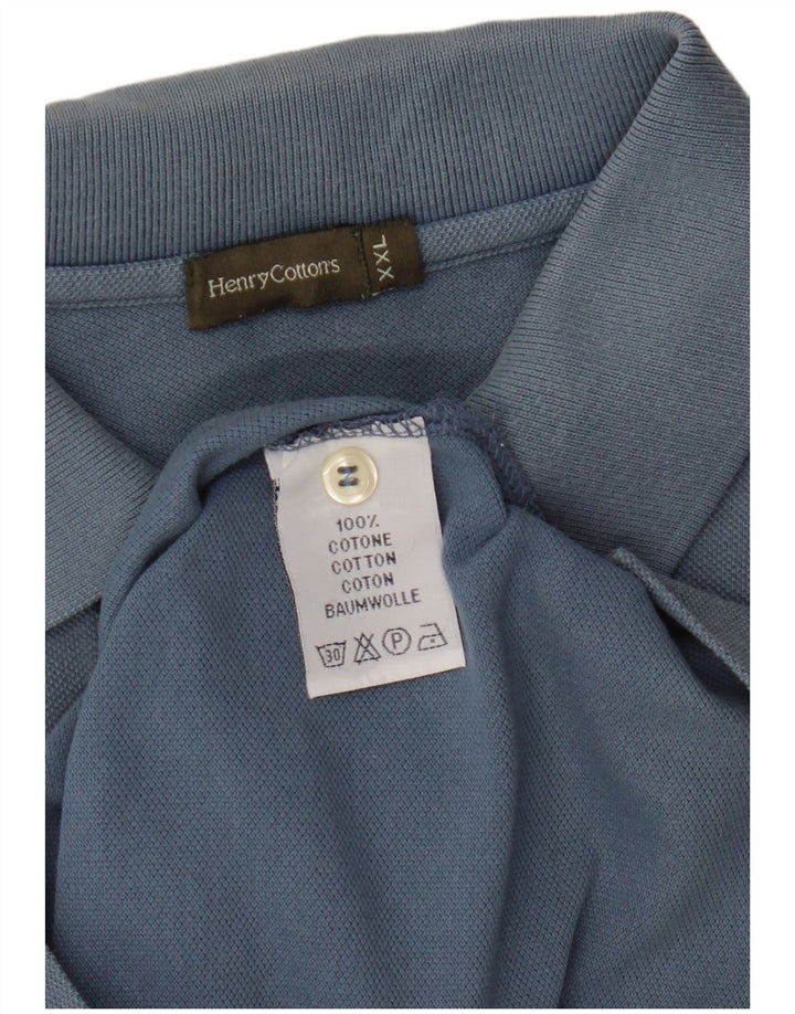 Henry Cottons Herren Poloshirt 2XL Blaue Baumwolle
