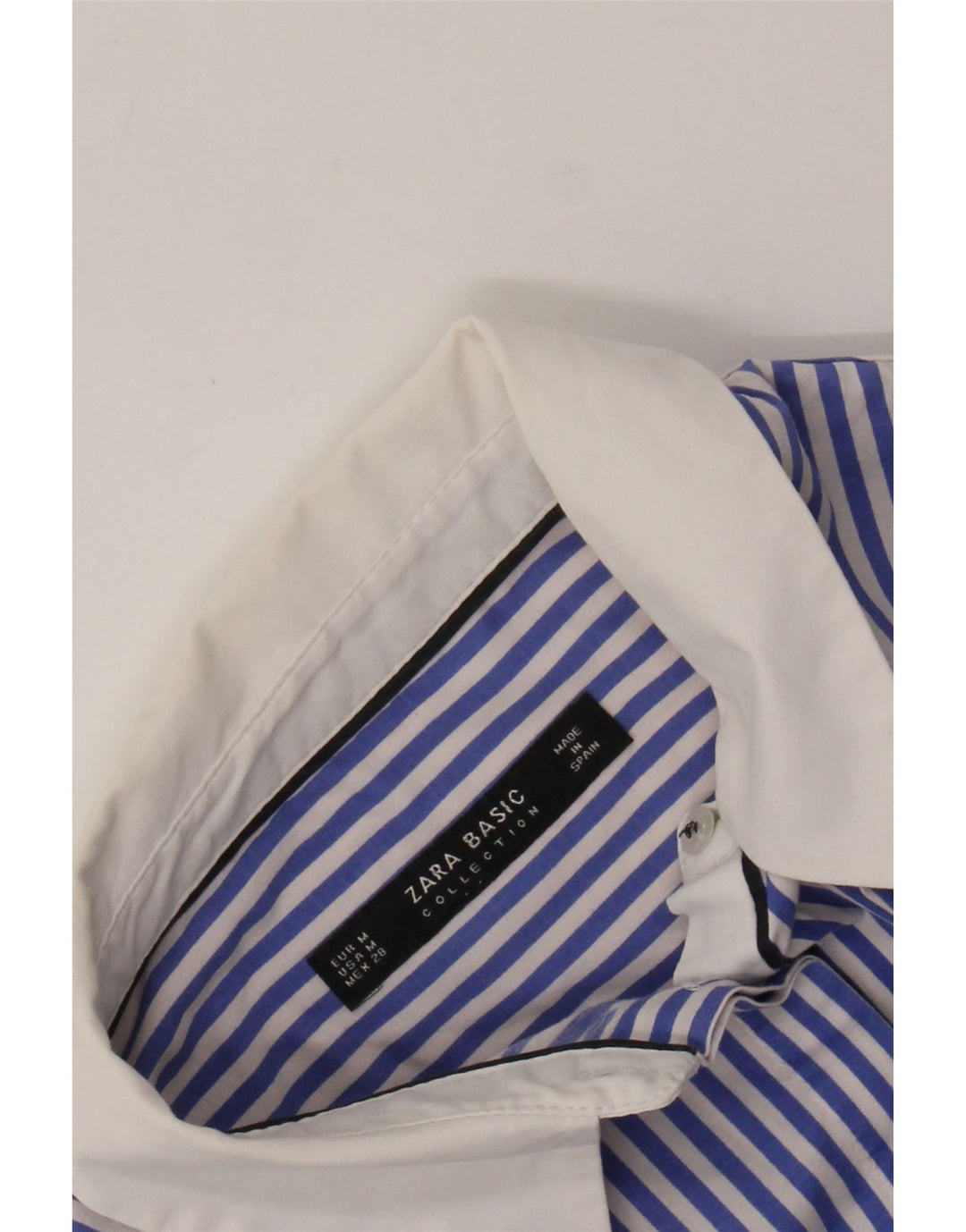 ZARA Damen Hemd UK 12 Mittelblauer Nadelstreifen