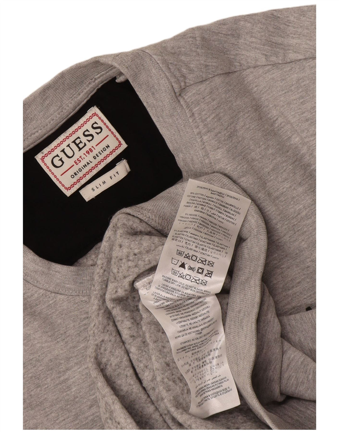 Guess Slim Fit Herren-Sweatshirt aus mittelgrauer Baumwolle