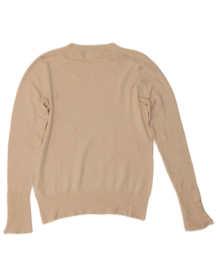 Zara Damen-Pullover mit Rundhalsausschnitt, UK 12, mittelbeige Viskose