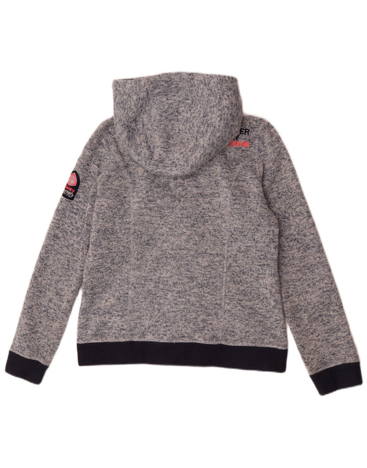 Superdry Herren-Kapuzenpullover mit Reißverschluss, UK 14, groß, blau geflecktes Polyester