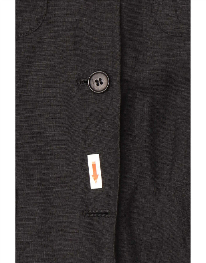 Max Mara Womens Weekend 3 Button Blazer Jacke UK 8 Small Black Linen