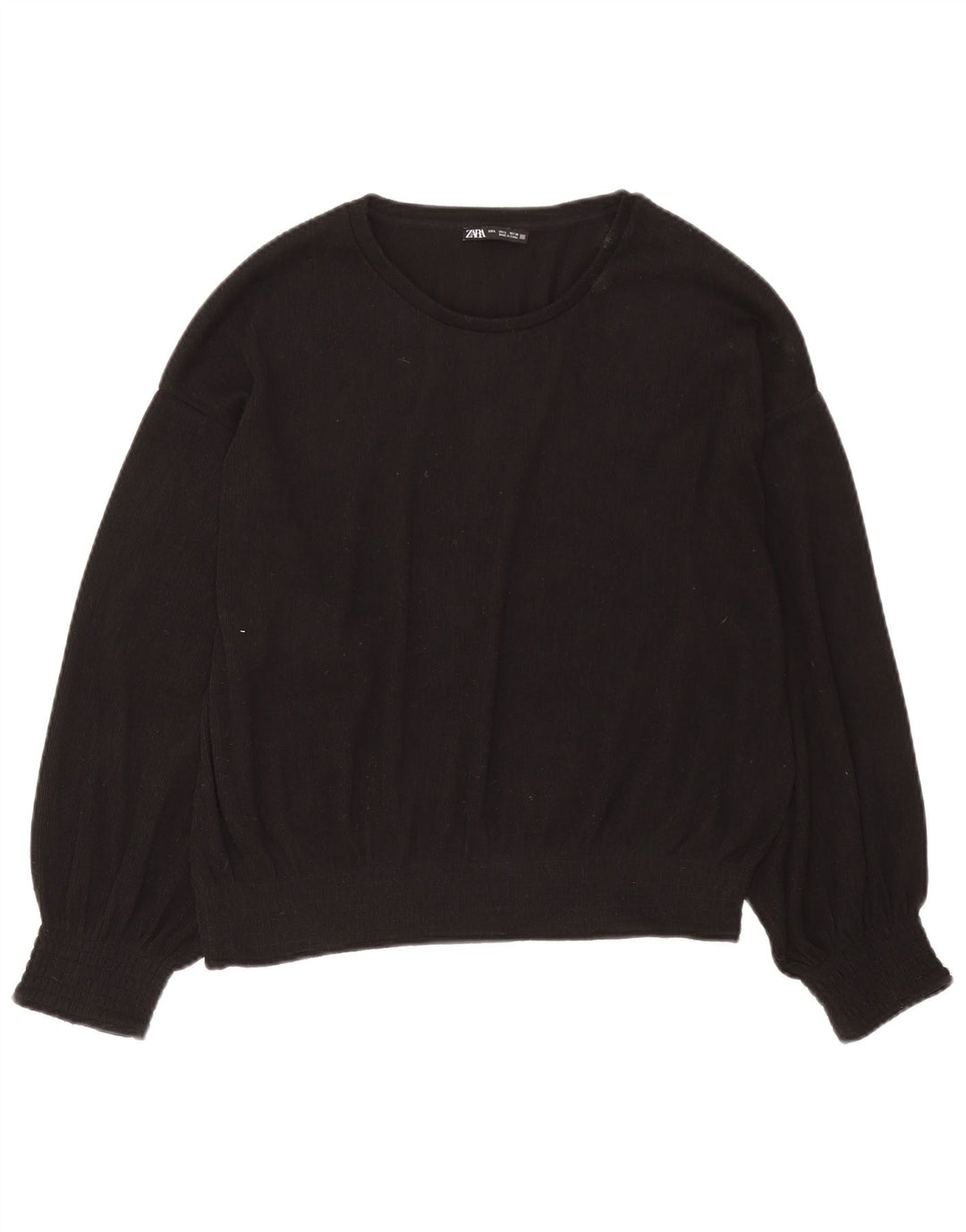 Zara Damen-Pullover mit U-Boot-Ausschnitt, Gr. 42, Größe L, Schwarz, Polyester