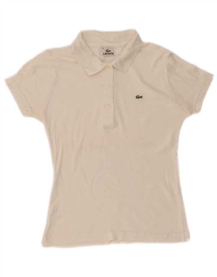 Lacoste Damen Poloshirt Größe 38 Mittelweiße Baumwolle