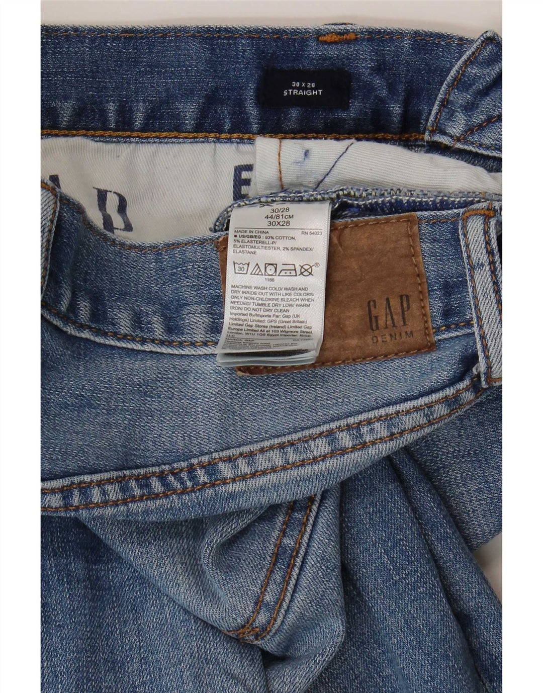 Gap Herren Straight Jeans W30 L28 Blaue Baumwolle