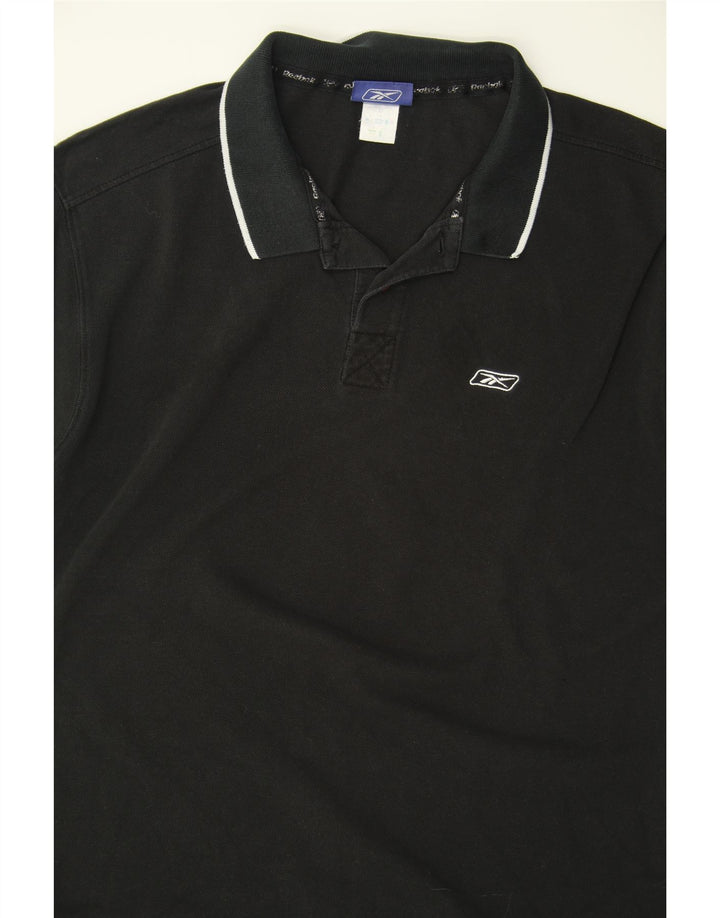 REEBOK Mens Polo Shirt Medium Black Cotton Vintage Reebok and Second-Hand Reebok from Messina Hembry 