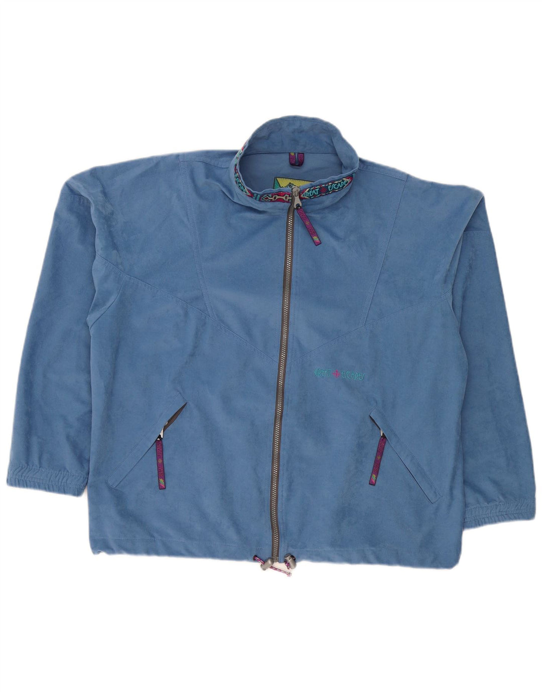 Great Escapes Herren-Trainingsanzugoberteil aus Velours mit Grafik, XL, Blau, Polyester
