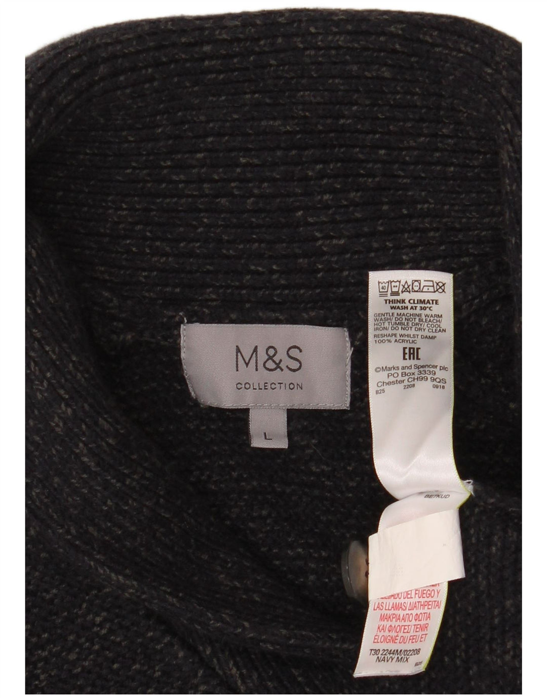 Marks & Spencer Herren-Strickjacke, groß, Marineblau, Acryl