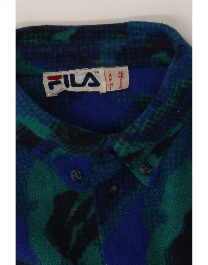 Fila Herren-Fleecehemd mit abstraktem Muster, IT 46, klein, Blau