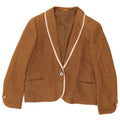 Vintage Damen 1 Knopf Blazer Jacke UK 14 Mittelbraun Ramie
