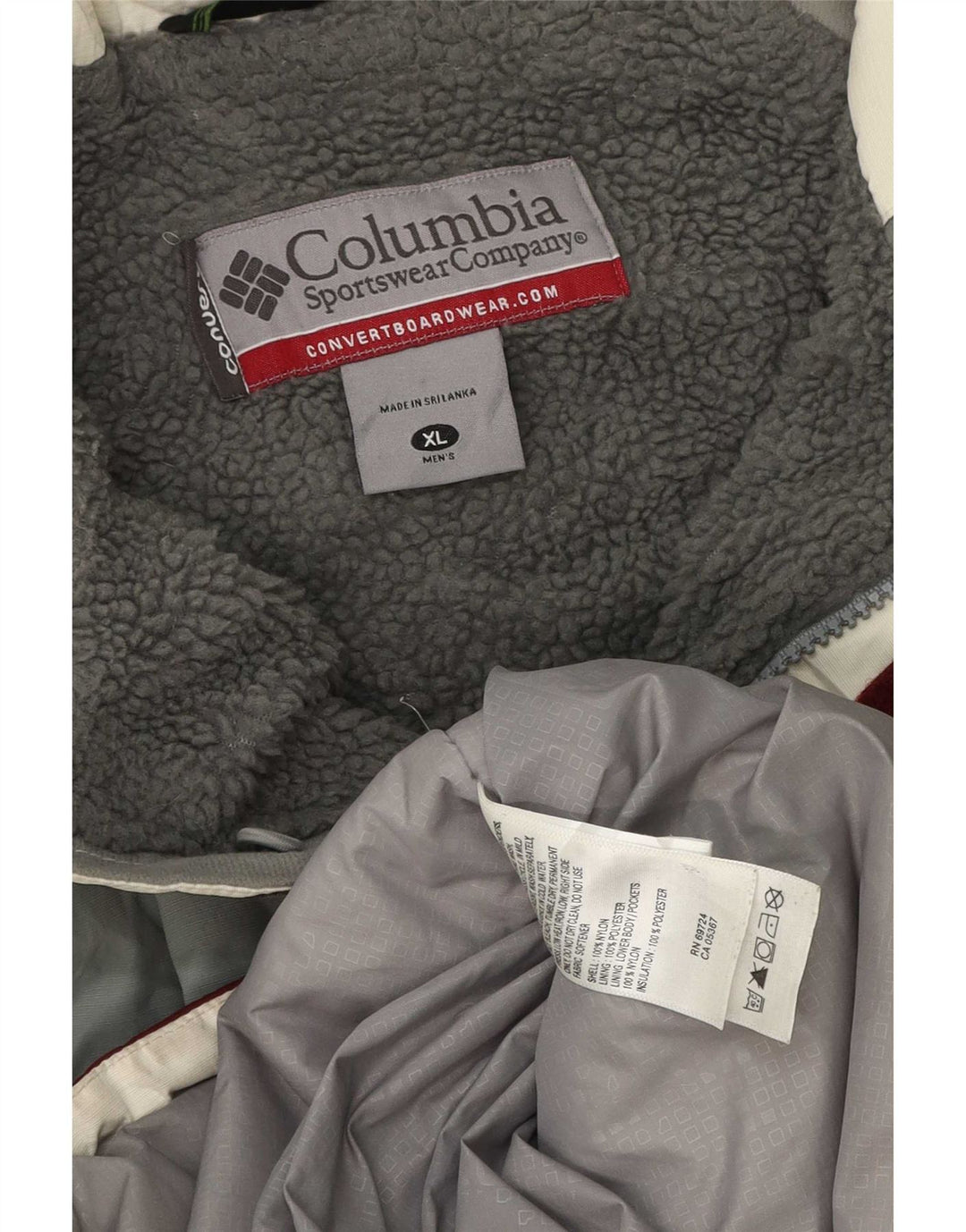 Columbia Herren-Skijacke UK 42 XL Burgunderfarbenes Colourblock-Polyester