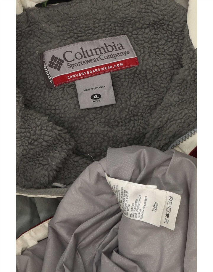 Columbia Herren-Skijacke UK 42 XL Burgunderfarbenes Colourblock-Polyester