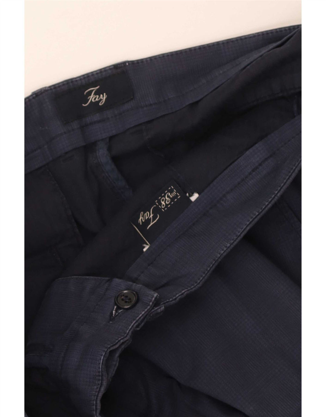 Fay Herren Slim Chino-Hose W38 L30 Marineblau kariert