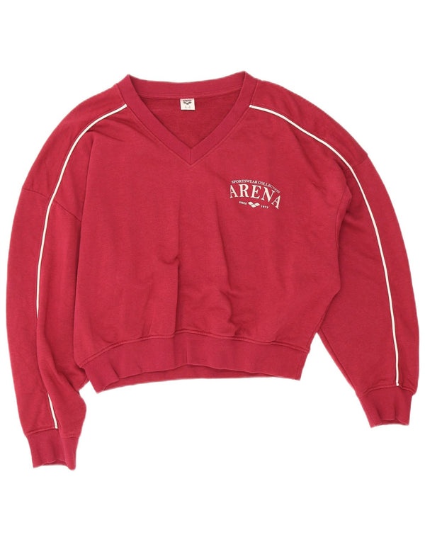 Arena Womens Crop Graphic Sweatshirt Pullover UK 18 XL Burgund