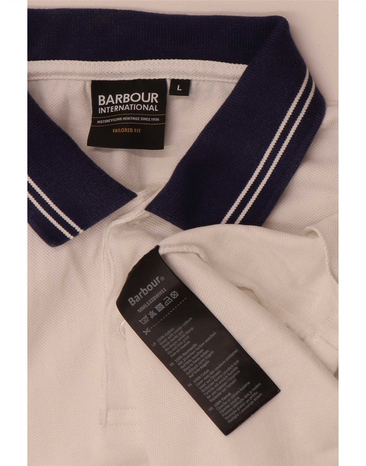 Barbour Herren Rugby-Poloshirt, große, weiß gestreifte Baumwolle