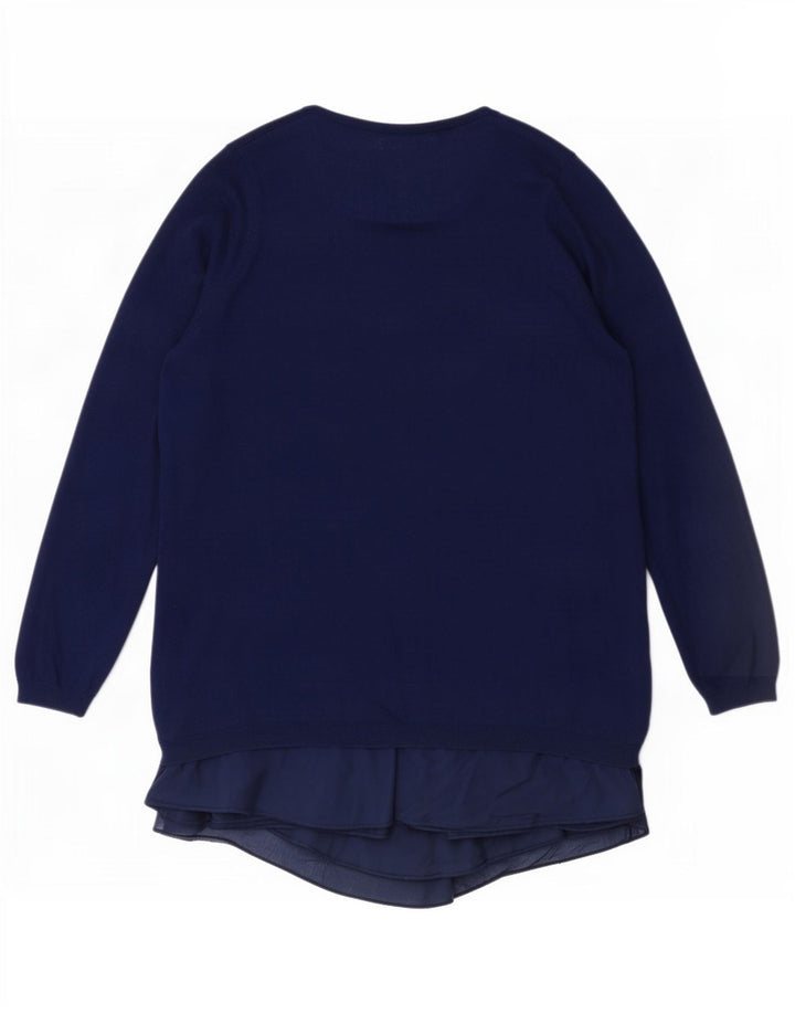 Zara Damen Langarm-Tunika-Top UK 14 Mittelblaue Viskose