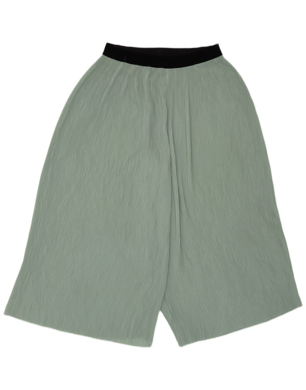 Zara Damen Culottes, verkürzte Hose, UK 16, Größe L, W32, L21, Grün, Polyester