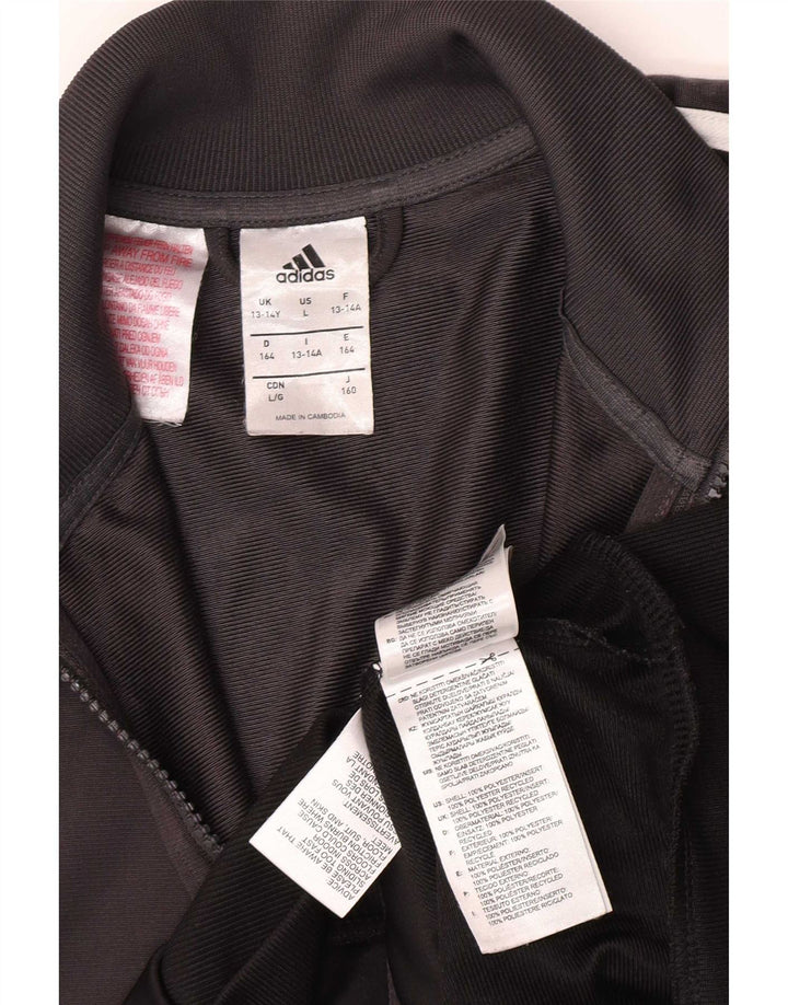Adidas Jungen-Trainingsanzug-Top-Jacke, 13–14 Jahre, graues Colourblock-Polyester