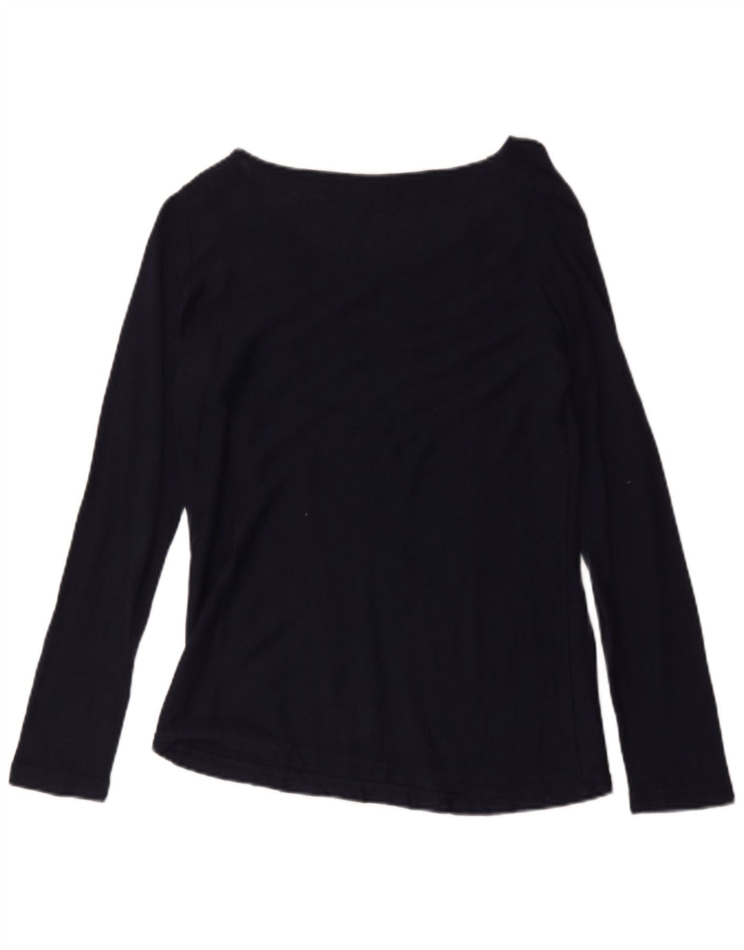 Zara Damen Top Langarm UK 12 Medium Marineblau Baumwolle