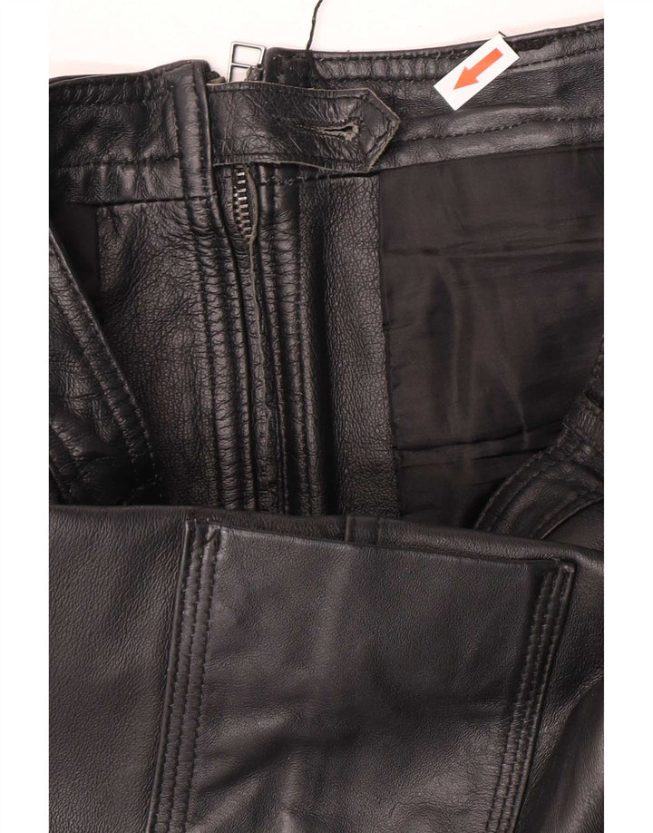 Vintage Damen Lederrock UK 12 Medium W32 Schwarz