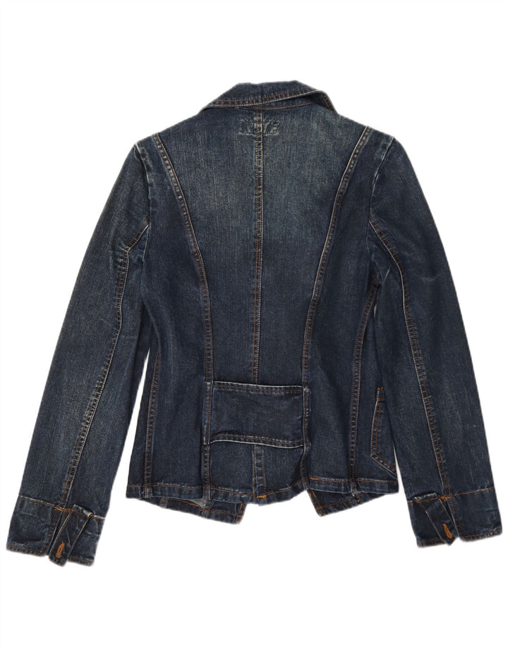 Vintage Damen Denim 1 Knopf Blazer Jacke UK 10 Small Blue
