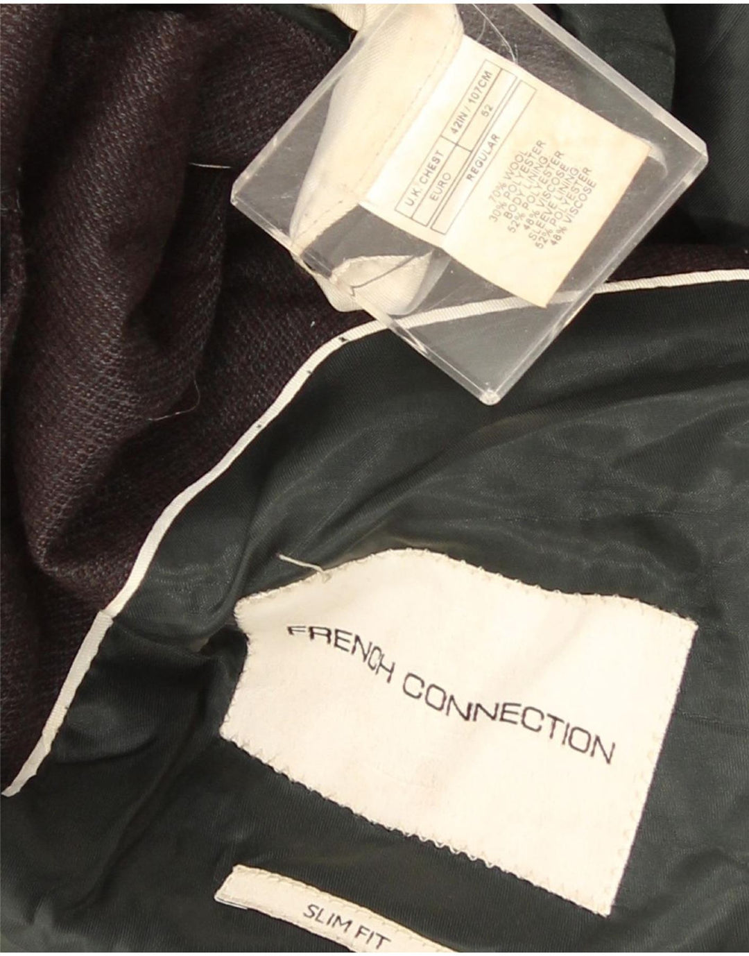 French Connection Herren-Blazer mit 2 Knöpfen, UK 42, XL, graue Wolle, klassisch