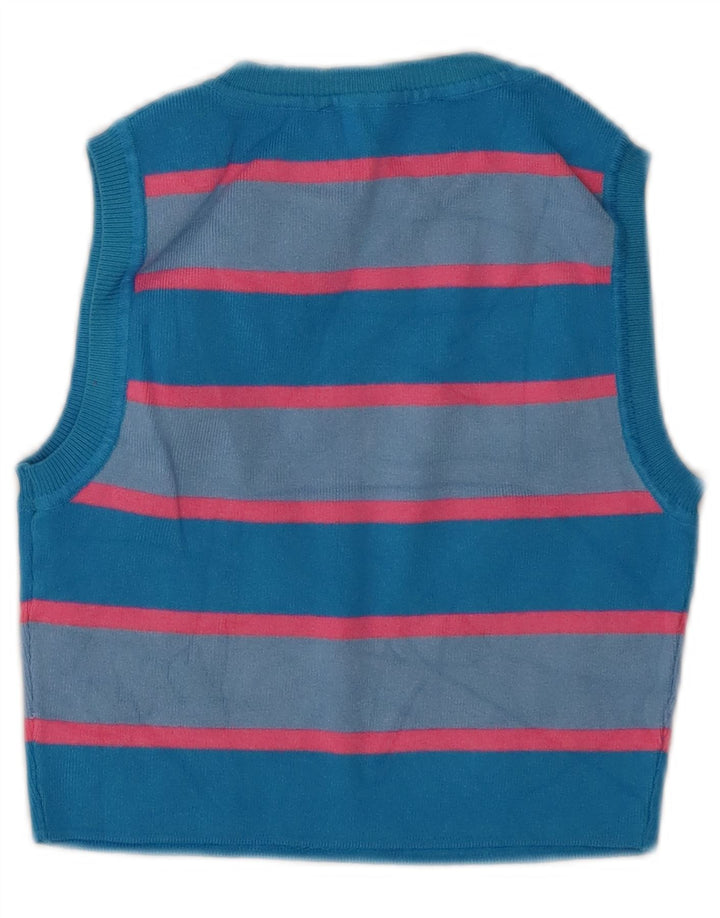 Zara Damen Crop Vest Top UK 12 Mittelblau gestreifte Viskose