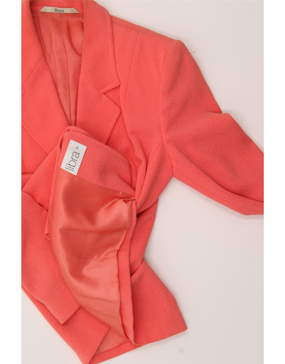 LIBRA Womens 3 Button Blazer Jacket UK 12 Medium Pink Polyester Vintage Libra and Second-Hand Libra from Messina Hembry 