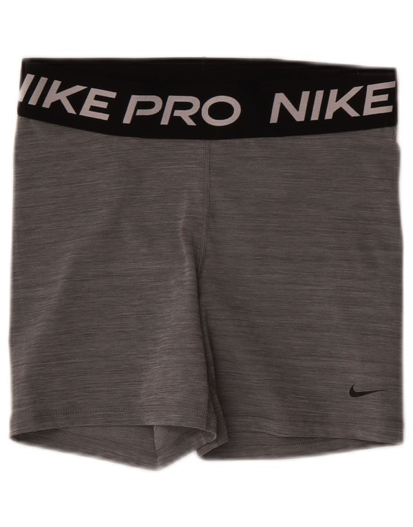 Nike Damen Dri Fit Graphic Sport Shorts UK 12 Mittelgrau Farbblock