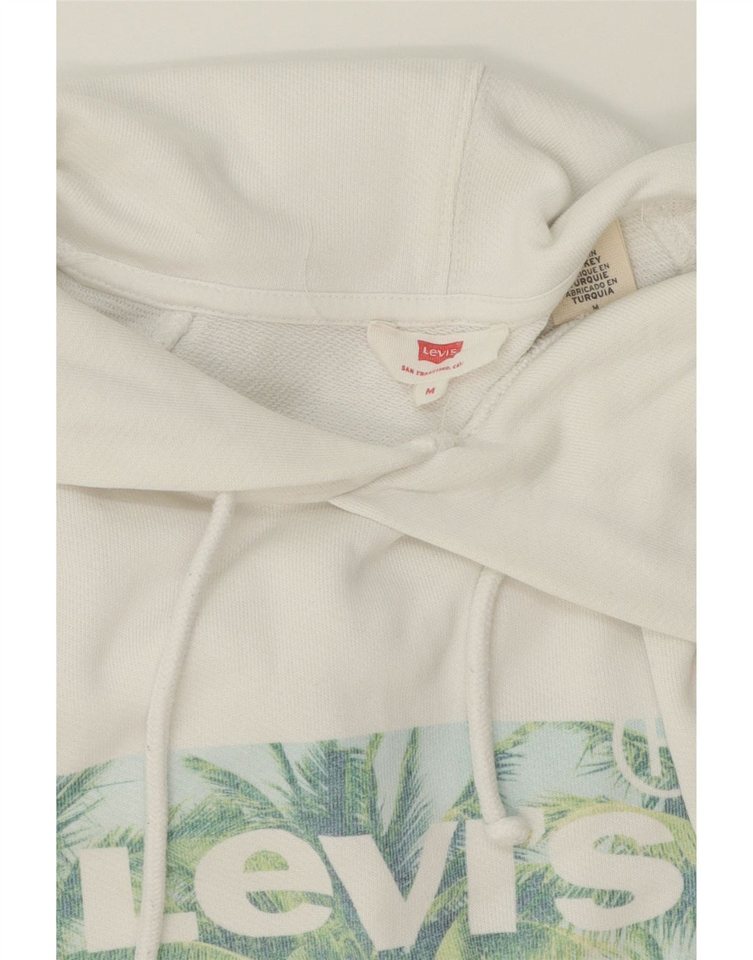 LEVI'S Womens Oversized Graphic Hoodie Jumper UK 14 Medium White Cotton Vintage Levi's and Second-Hand Levi's from Messina Hembry 