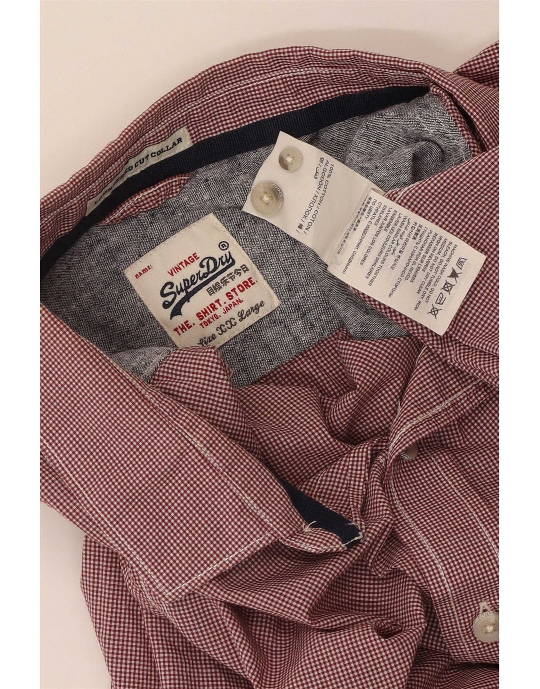 Superdry Herrenhemd aus mittelroter Gingham-Baumwolle