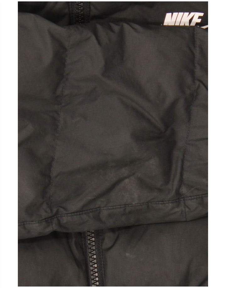 NIKE Jungen-Jacke mit Kapuze, gepolstert, 12–13 Jahre, Größe L, aus schwarzem Polyester