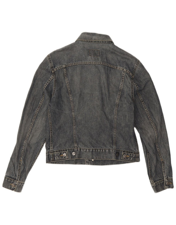 Gas Damen Crop Denim Jacke UK 14 Mittelblaue Baumwolle