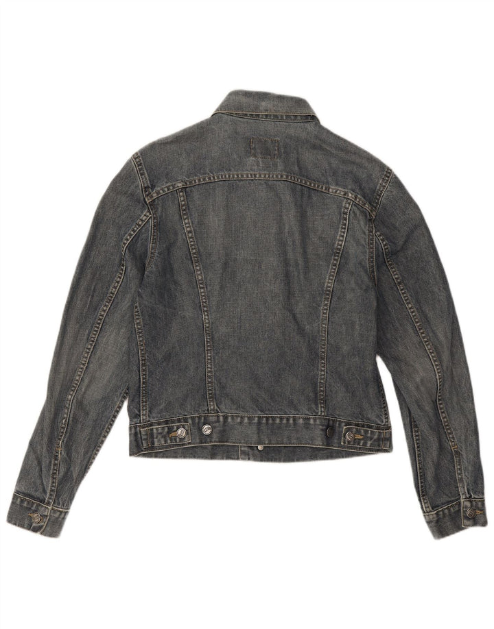 Gas Damen Crop Denim Jacke UK 14 Mittelblaue Baumwolle