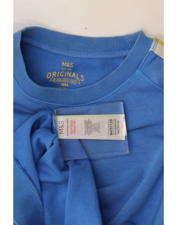 Marks & Spencer Jungen-Sweatshirt, Pullover, 13–14 Jahre, blaue Farbblock-Baumwolle