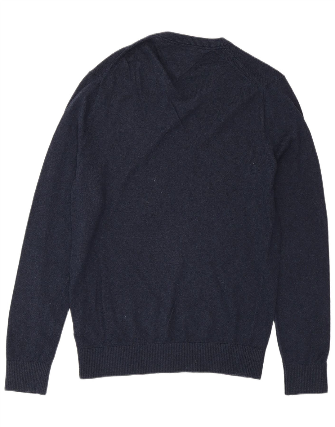 TOMMY HILFIGER Herren-Pullover mit V-Ausschnitt, Größe S, marineblaue Baumwolle