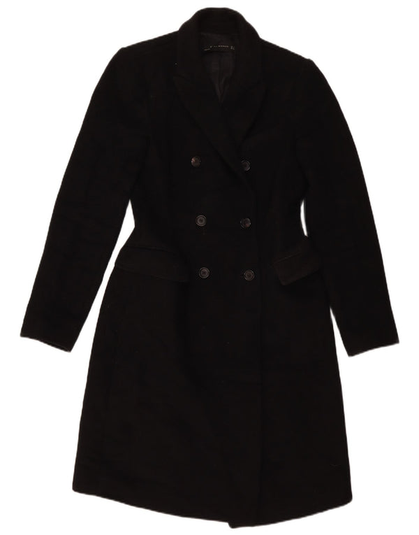 Zweireihiger Damenmantel von Zara, UK 10, Größe S, Schwarz, Polyester