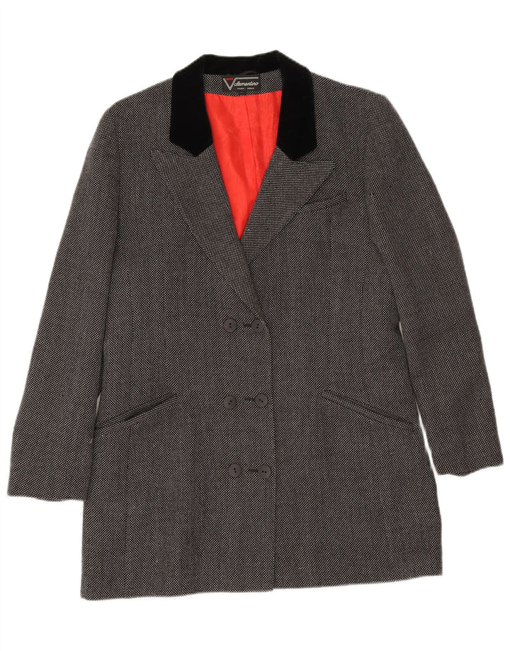 Clementino Damen Zweireiher-Blazerjacke, EU 36, kleine graue Wolle