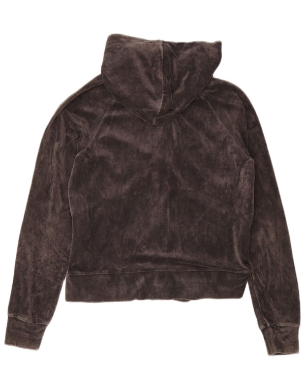 Nike Damen Velour Zip Hoodie Pullover UK 10/12 Mittelgraue Baumwolle