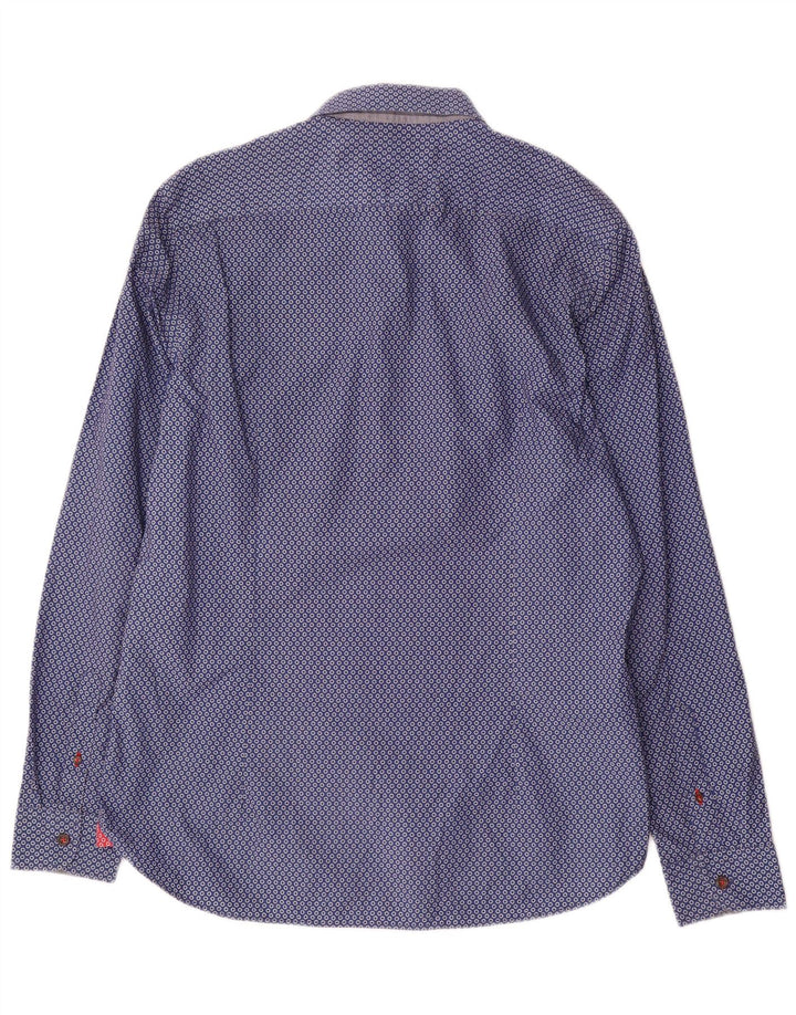Ted Baker Herrenhemd, Größe 4, groß, blau gepunktete Baumwolle